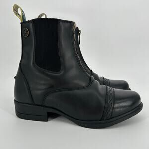 SHIRES MORETTA Clio Riding Boots Womens 6 Black Faux Leather Paddock Equestrian